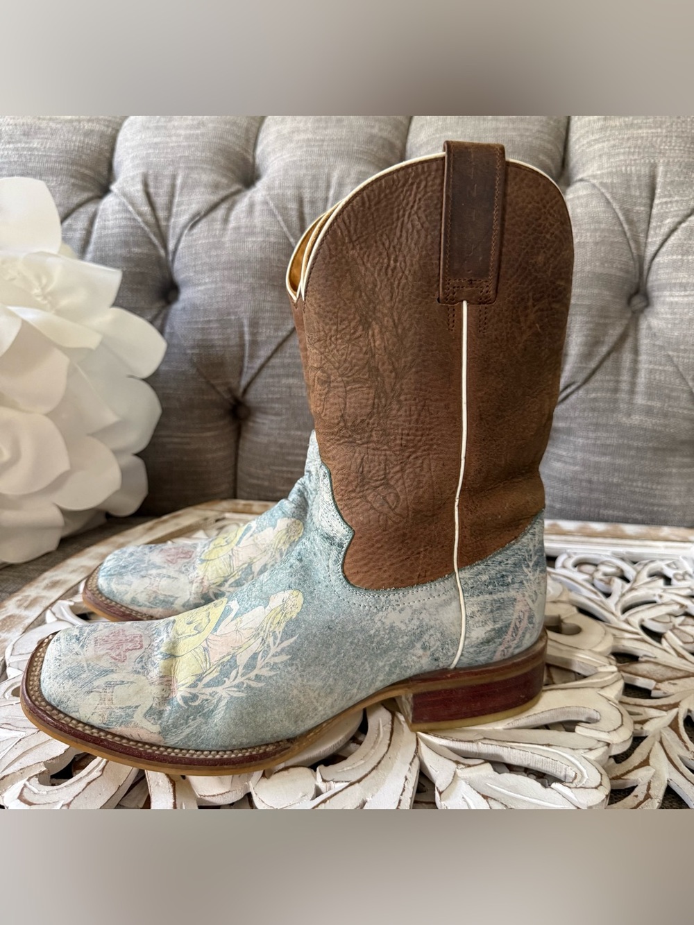 Tin Haul Western Cowboy Brown Leather Boots Women’s 8.5